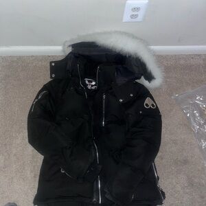 Moose Knuckles Black Jacket with Logo